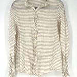 CP Shades  Oversized Linen Button Up Shirt Tan Striped Size Medium Lagenlook Top Photo 0