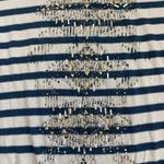 Miss Me Blue Striped Studded Top L Photo 2