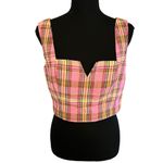 Maeve Anthropologie Structured Plaid Corset Top 6 Women’s Pink Combo OB1558426 Photo 1
