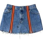 Furst of a Kind Levi's Denim Reworked Mini Skirt Raw Hem Front Zippers 29 Custom Photo 0