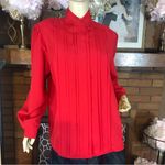 VINTAGE 1980'S YVES ST. CLAIR RED MOCK NECK PLEATED BLOUSE (12) Photo 4