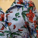 Massini  Womens Checkers & Floral Tie Back Blouse, Large Photo 2