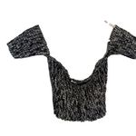 Audrey 3+1 Smocked Off Shoulder Top Black White Geo Photo 0