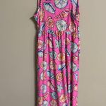 Simply Southern  Maxi Dress Size Small Pink Sea Shell Pockets Sleaveless Beach Photo 1
