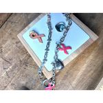 Breast Cancer Awareness Pink Ribbon Jewelry Set W/ Bracelet & Pin Silver & Pink Photo 2