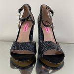 Betsey Johnson Black Rainbow Glitter Glissten Ankle Strap Sandal Block Heels Photo 8