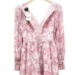 Bardot NWT Zelina Long Sleeve Mini Dress Corset Bodice Pink Floral Size 4 NEW Photo 3