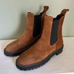 Staud Dutch Chelsea Boots Brown Suede with White Stitching Size 9 Photo 7