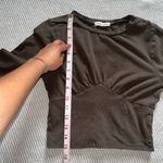 Moa Moa Women’s Olive Green Cropped Long Sleeve Corset Style T Shirt Sz Xs Photo 4
