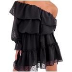 Rumored Senorita Mini Dress SMALL Black Ruffles Bohemian Sheer NWT Danty Flirty Photo 4