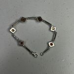 Amber & 925 Sterling Silver Bracelet 7" Fine Jewelry Women's Link Design Photo 7