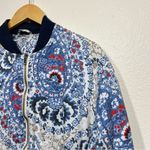 Free People  Blue Paisley Bomber Jacket Photo 2