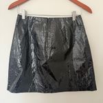 Hutch Anthro  Sherry Skirt Black Faux Patent Shine Notched Hem PU Rayon Blend 2 Photo 1