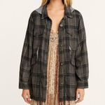 Free People We The Free Plaid Jacket Women’s Small Hooded Drawstring Grunge Photo 0