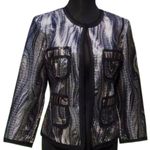 Cache Black Sequin Embellished Lined Top Jacket New Mesh Grosgrain Trim NWT $208 Photo 2
