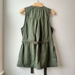 Athleta  Wanderabout 100% Linen Olive Green Utility Tunic Length Zip Vest S Photo 12