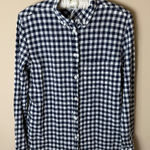 J.Crew Classic Fit Button Down Shirt Womens 4 Crinkle Gingham Navy Top AW251 Photo 0