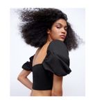 ZARA  Square Neck Puff Short Sleeve Crop Top large Black Photo 1