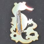 Vintage Carved Mother Of Pearl Seahorse Pin Brooch 2" Sea Life White Photo 2