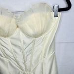 Pretty Little Thing NWT  Corset Jumpsuit Organza Cup Detail Satin Bandeau Cream Photo 4