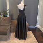 Women’s Black One Shoulder Satin Full Length Prom Party Dress Corset Back Size 2 Photo 4