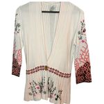Sahalie Boutique 1 Button Embroidered Floral Cardigan Sweater Cream Women Small Pink Photo 0