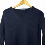 Brandy Melville  Women's OS 100% Wool Cable Knit V Neck Sweater Navy Preppy Italy Photo 3
