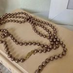 RMN Golden Chocolate Brown Pearl Necklace Vintage “Goldie” Long Elegant Chunky Jewelry Photo 3