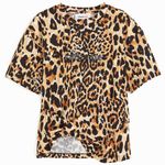 H&M Paco Rabanne x Leopard Print Twist Detail T-Shirt Women’s XL 100% Cotton Photo 0