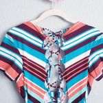 Laundry by Shelli Segal  Multicolor Striped Lace Up Back One Piece Swimsuit Photo 3