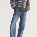 Saltwater Luxe Cozy Striped Cardigan Sweater Chunky Knit Coastal Granddaughter Photo 0