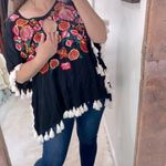 Judith March black floral embroidered swim cover top size small oversized Photo 1