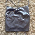 SheIn Satin New Crop Top Tie Up Back Blue Periwinkle Size Small Photo 2