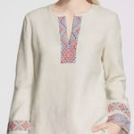 Tory Burch Cream Linen Tunic with Embroidery Accents Sz. 4 Photo 0