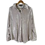 Marc Jacobs Marc New York Crinkle Velvet Button Down Blouse Womens M Champagne Glam Elegant Photo 1