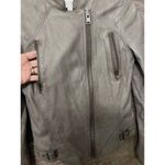 Hinge  Gray Leather Full Zip Moto Jacket Small Short Grunge Fitted Biker Photo 3