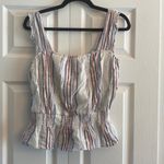 Draper James  white striped cotton tank Americana metallic‎ thread size M Photo 1