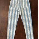 American Eagle Blue and White Pinstriped Mom Jeans Size 00 Photo 1