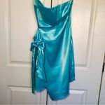 NWT Aqua Satin Strapless Mini Dress Size L Blue Size L Photo 2