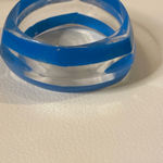 Vintage Blue Clear 80s Retro Chucky Plastic 1.5 inches Bracelet Photo 4
