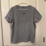 Talbots Woman Gray With Silver Stripes Short Sleeve Top Photo 0