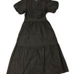 French Connection  cotton Puff Sleeve black poplin cottagecore Maxi Dress xxl nwt Photo 1