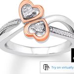 Kay Jewelers Diamond Heart Ring Sterling Silver & 10K Rose Gold Photo 0