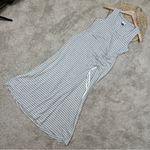 CAbi  Stripe Easy Tank Midi Shirt Dress Sleeveless Stretch Ruched Gray White S Photo 0