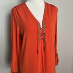 Michael Kors  Lace Up Shirt Dress Orange Size Medium Photo 1