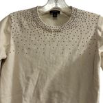 Ann Taylor  Women's M Beige Rhinestone Embellished Pullover Sweater Photo 1