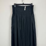 Madewell Smocked Waist Poplin Midi Skirt Cotton A Line Black Pockets XL NWT Photo 11