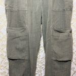 Free People  Olive Green Straight / wide Leg Pants cargo pockets linen cotton euc Photo 3