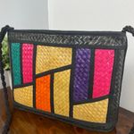 Handmade Vintage Straw Woven Colorblock Shoulder Bag Philippines Black Photo 1