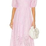 Sanctuary Ruffle Puff Sleeve Eyelet Maxi Dress Pink Size 14 NWOT Photo 2